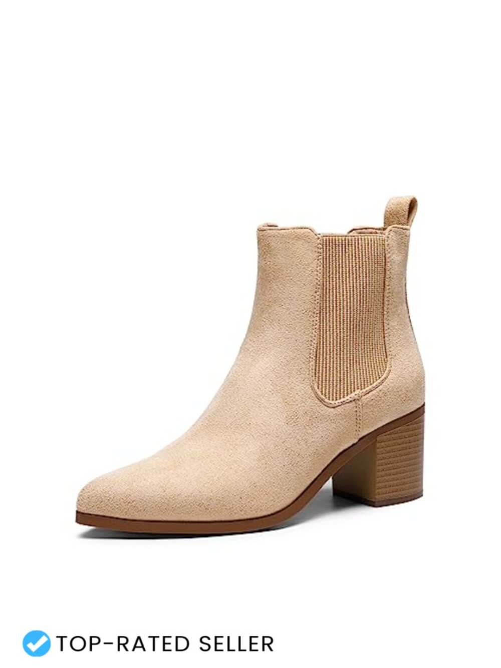 Women's Heeled Chelsea Ankle Boots Faux Suede Pointed Toe Block Heel